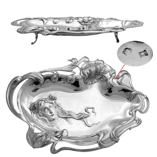 Large Art Nouveau Silver  Dish 1890